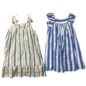 Peek‎ Kids Striped Dress Bundle Girls 10 Blue White Gold Tassel Embroidered